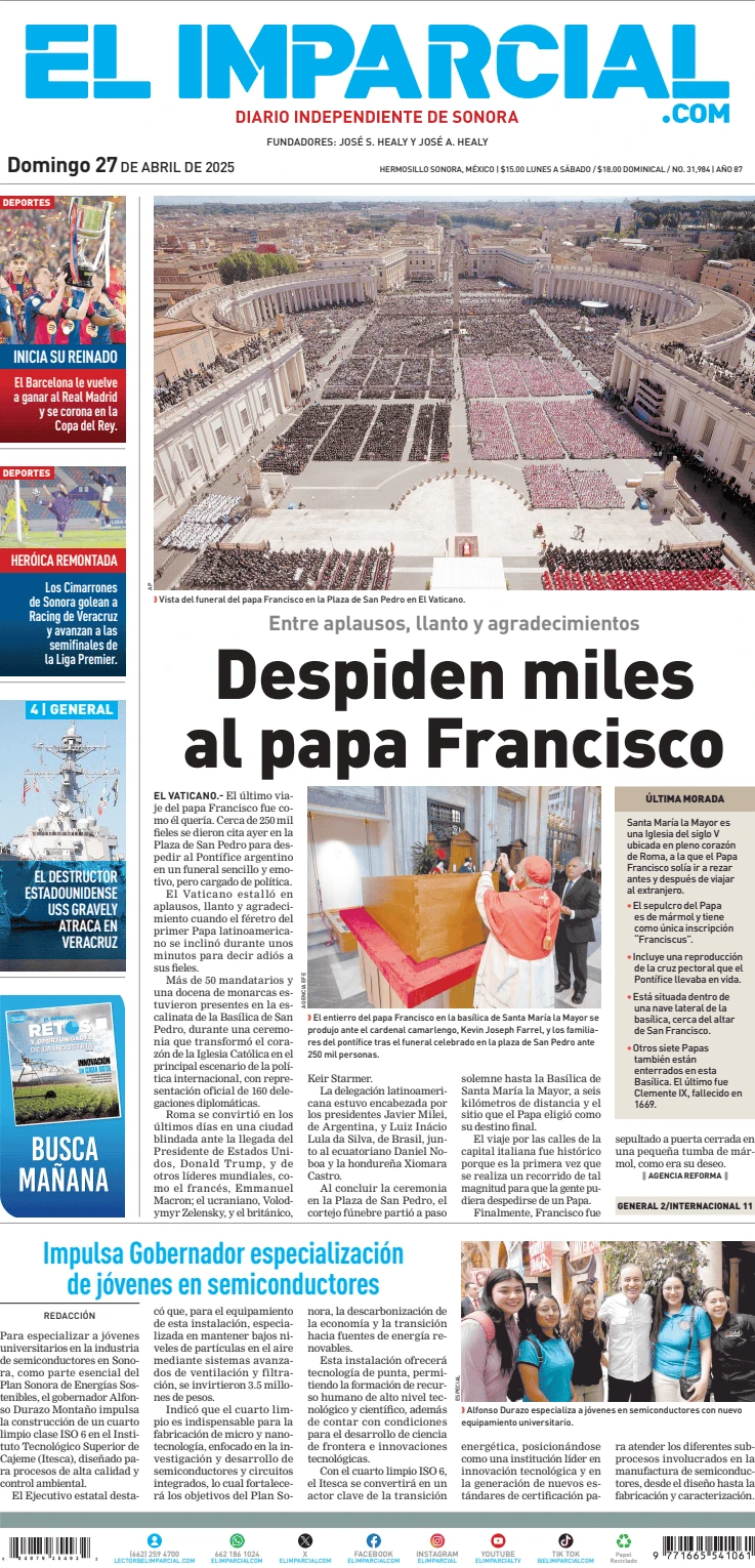 Portada de El Imparcial