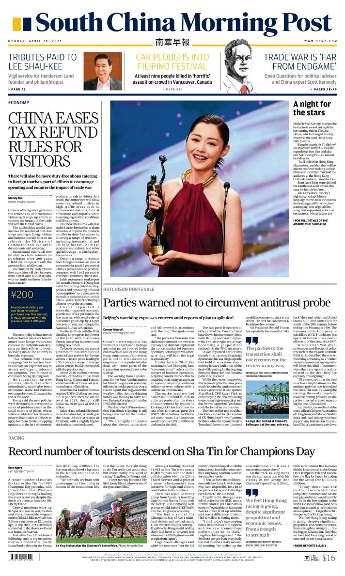 Portada de South China Morning Post