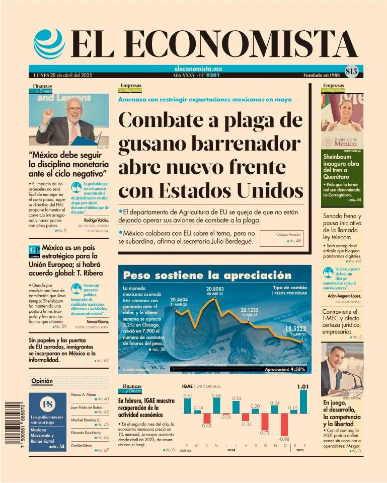 Portada de El Economista del lunes, 28 de abril de 2025