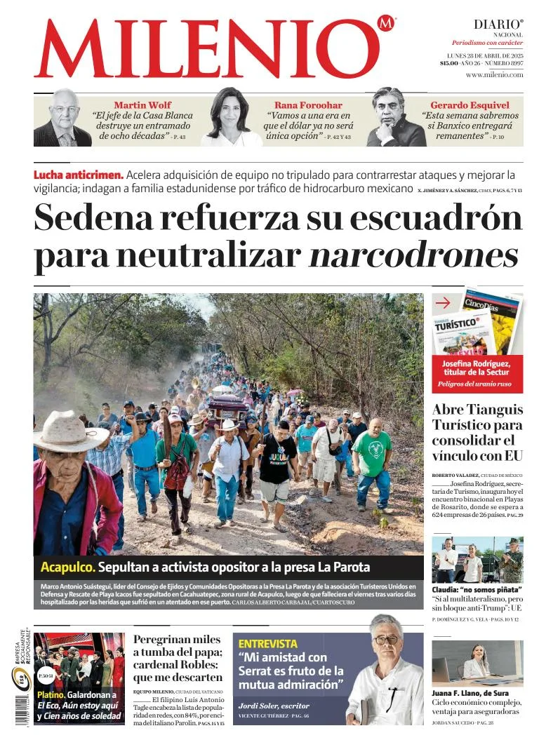 Portada de Milenio del lunes, 28 de abril de 2025