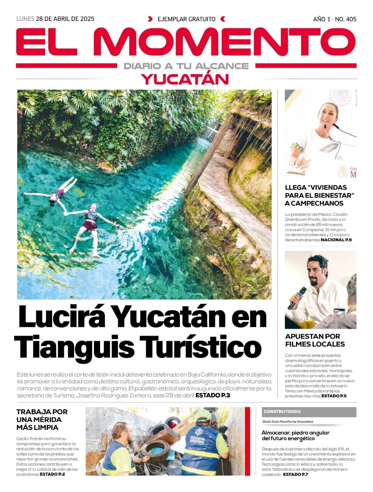 Portada de El Momento Yucatan del lunes, 28 de abril de 2025