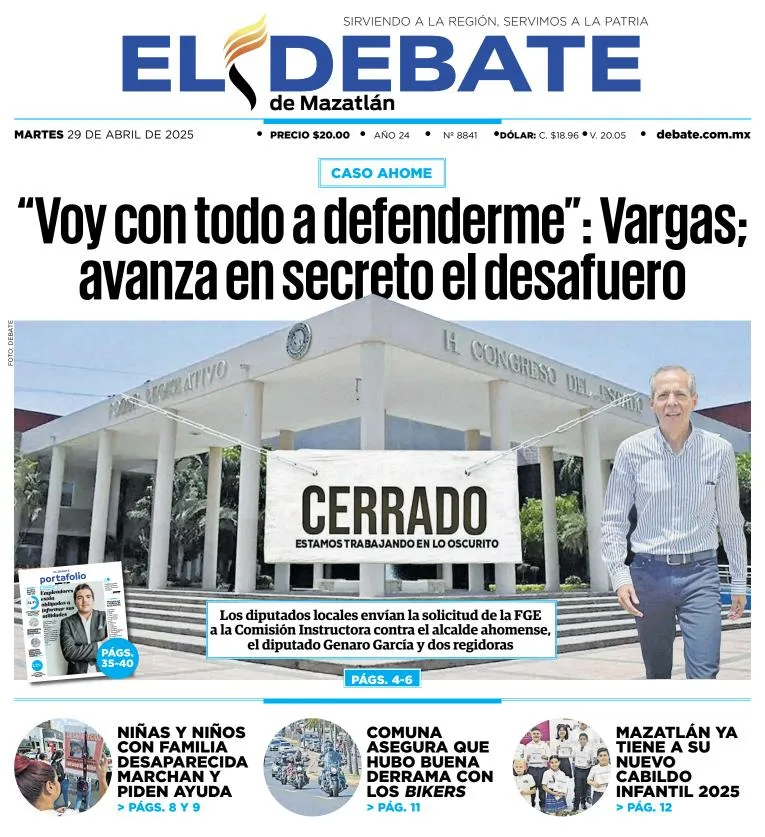 Portada de El Debate de Mazatlan