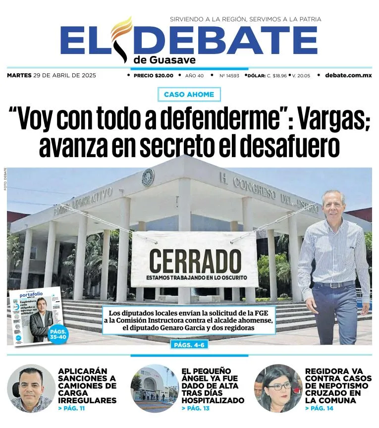 Portada de El Debate de Guasave