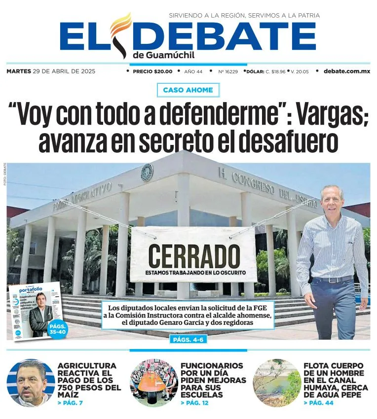 Portada de El Debate de Guamuchil