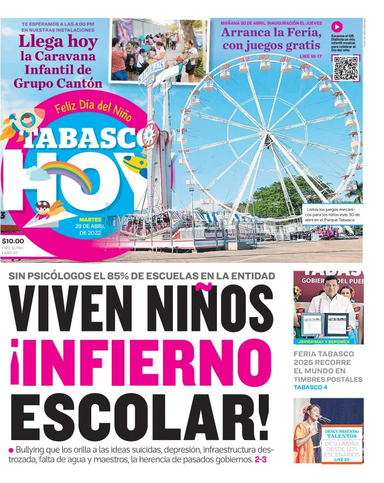 Portada de Tabasco Hoy del martes, 29 de abril de 2025