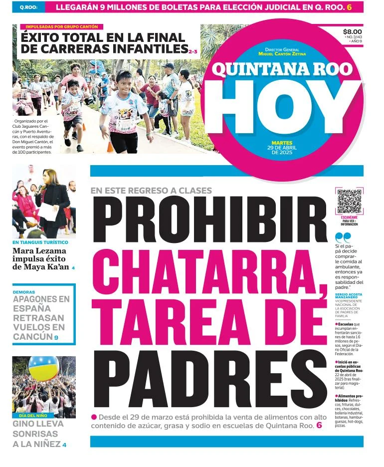 Portada de Quintana Roo Hoy del martes, 29 de abril de 2025