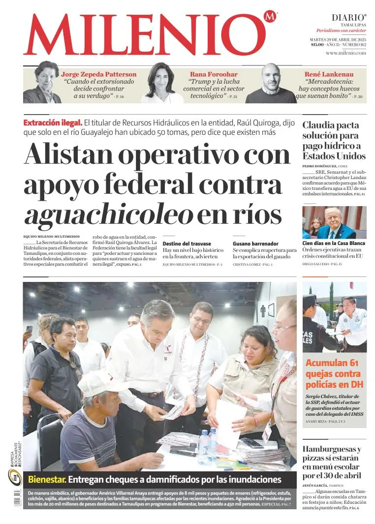 Portada de Milenio Tamaulipas del martes, 29 de abril de 2025