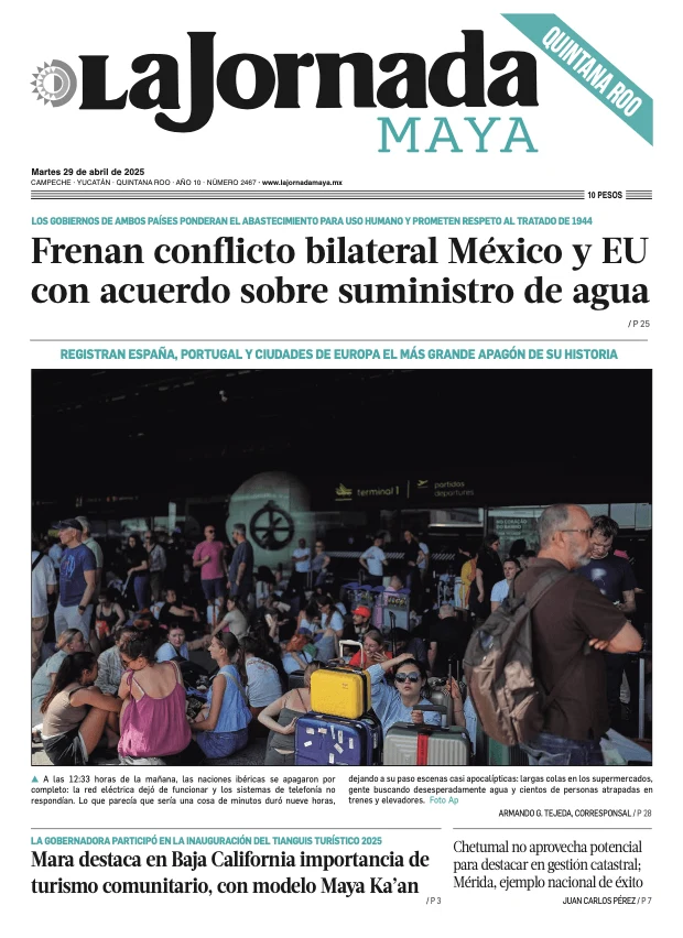 Portada de La Jornada Maya Quintana Roo del martes, 29 de abril de 2025