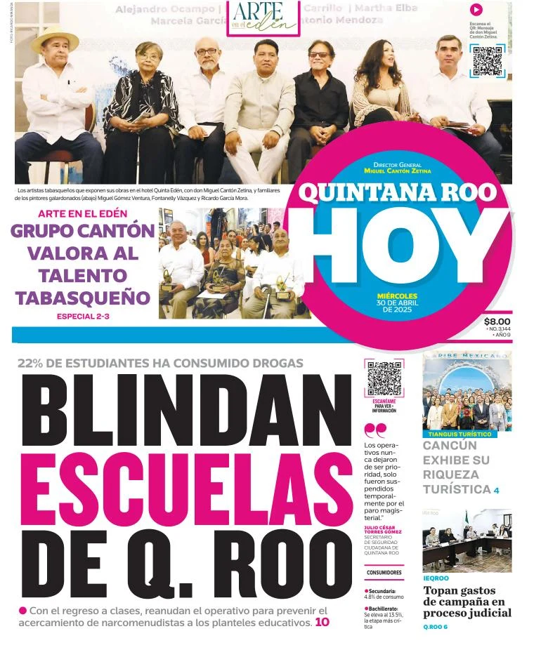 Portada de Quintana Roo Hoy del miércoles, 30 de abril de 2025
