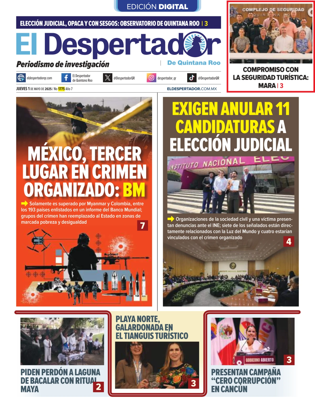 Portada de El Despertador de Quintana Roo