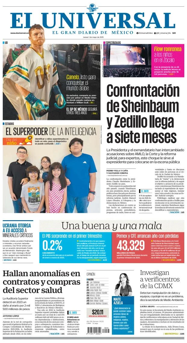 Portada de El Universal
