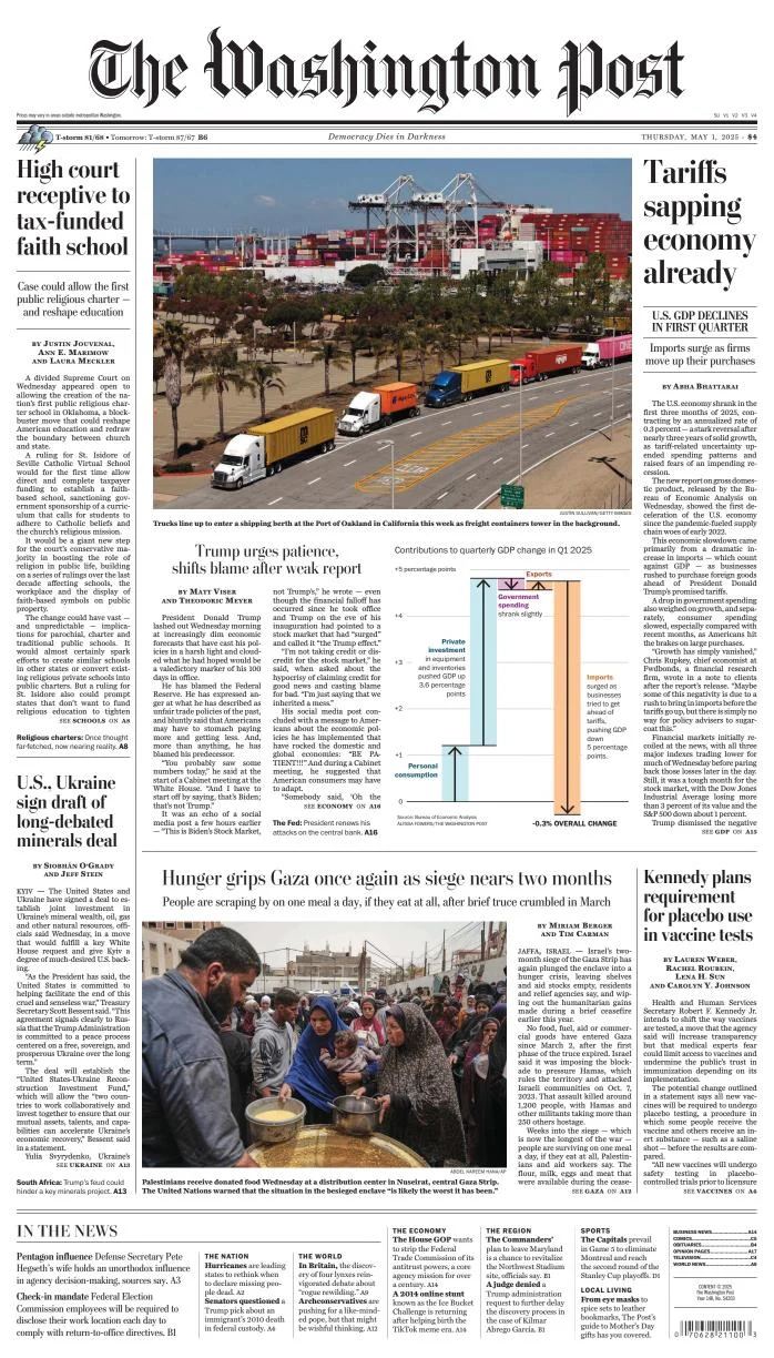 Portada de The Washington Post