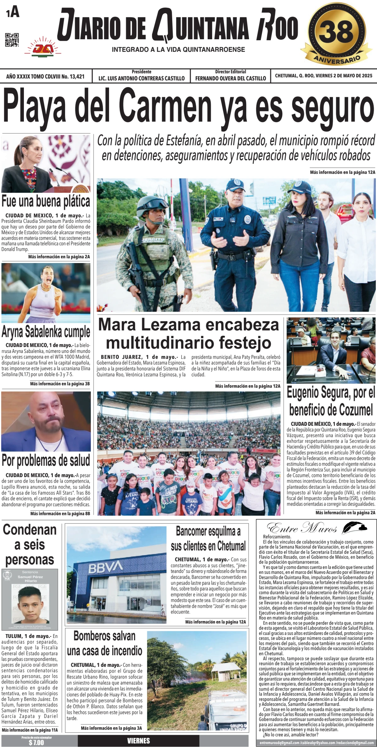 Portada de Diario de Quintana Roo (portada)