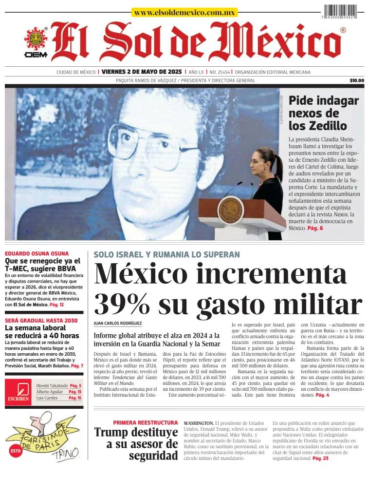 Portada de El Sol de Mexico