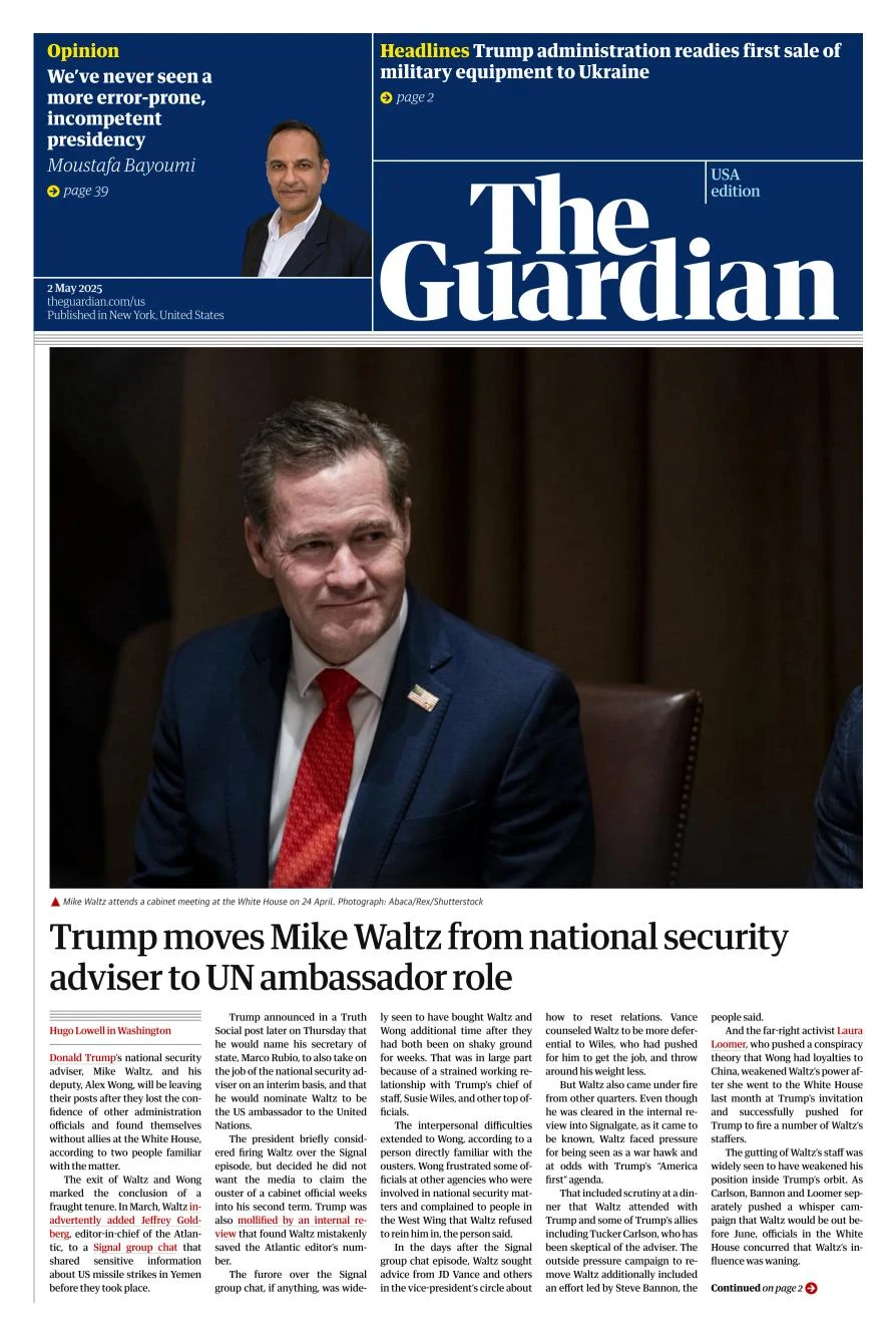 Portada de The Guardian (usa)