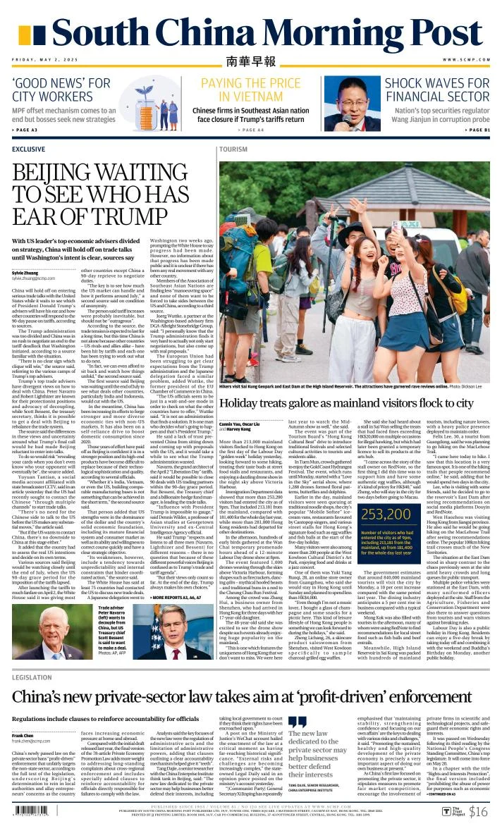 Portada de South China Morning Post del viernes, 2 de mayo de 2025