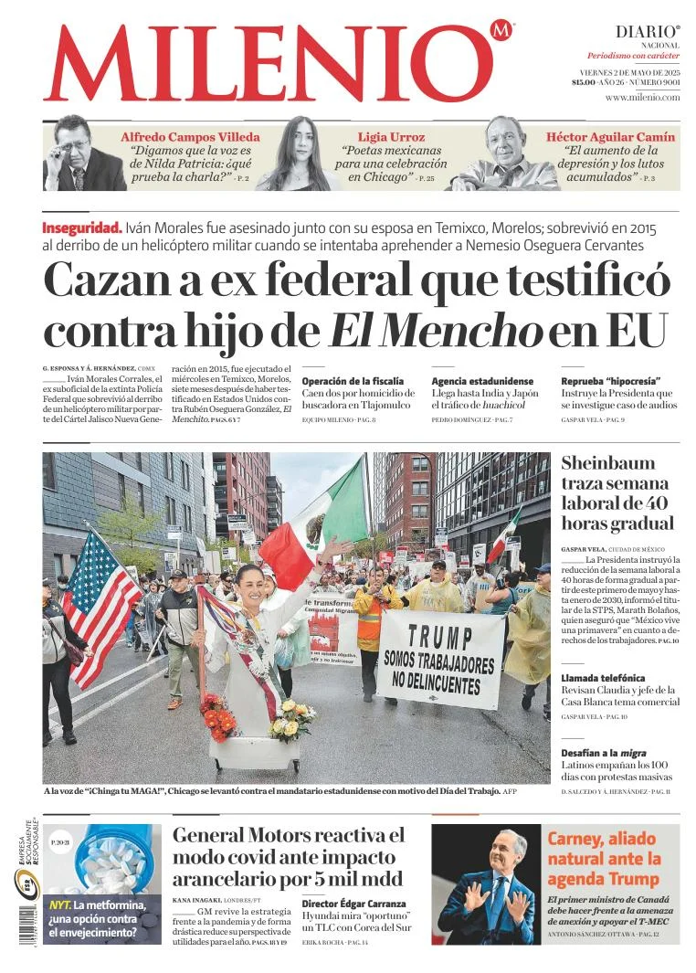 Portada de Milenio del viernes, 2 de mayo de 2025