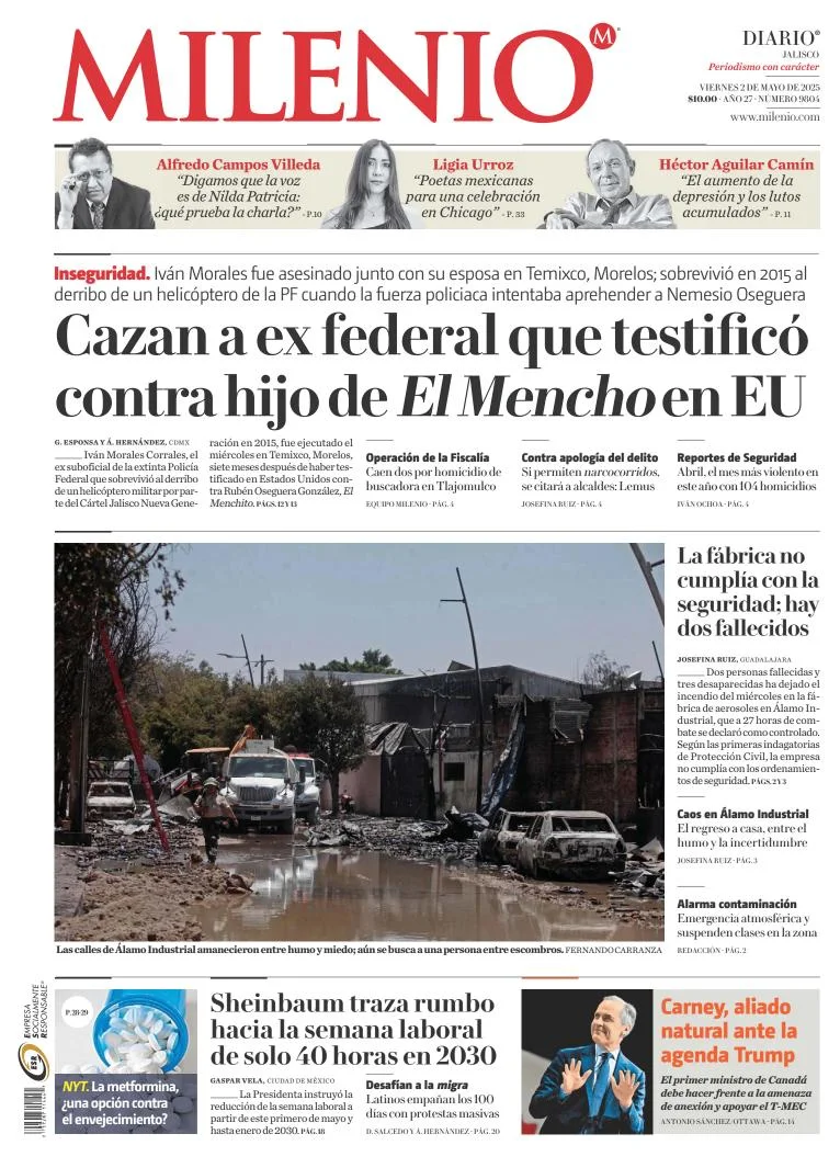 Portada de Milenio Jalisco del viernes, 2 de mayo de 2025