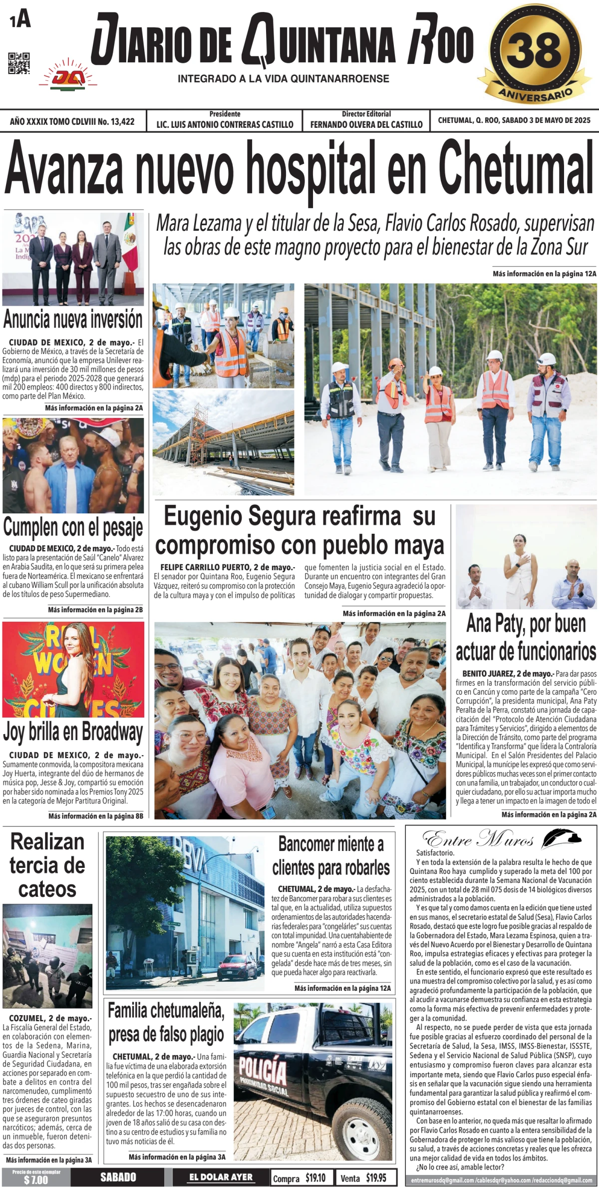 Portada de Diario de Quintana Roo (portada)