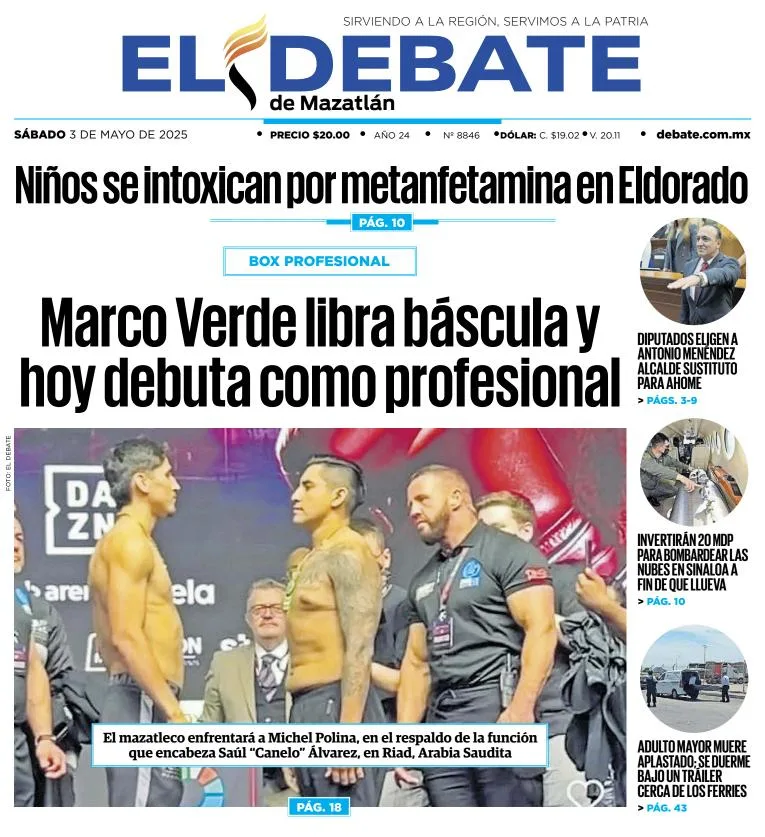 Portada de El Debate de Mazatlan