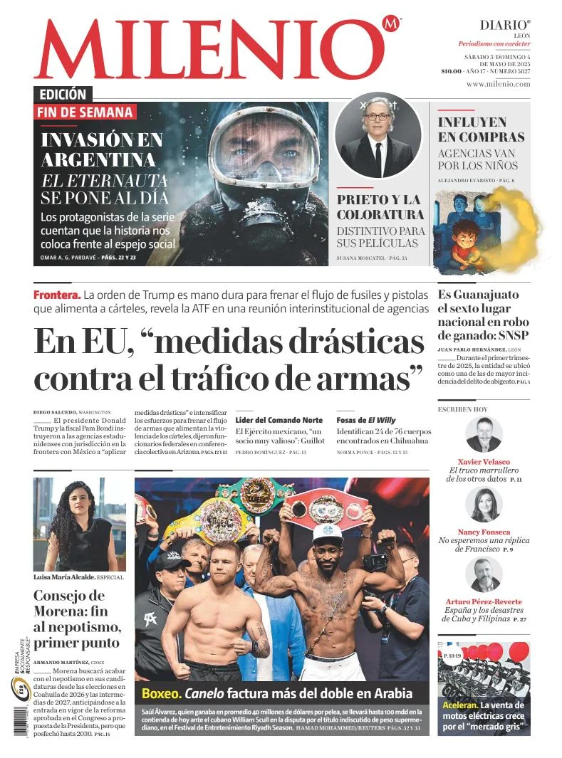 Portada de Milenio Leon del sábado, 3 de mayo de 2025