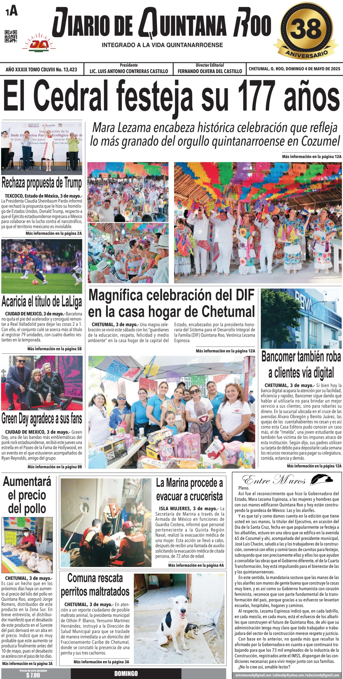 Portada de Diario de Quintana Roo (portada)