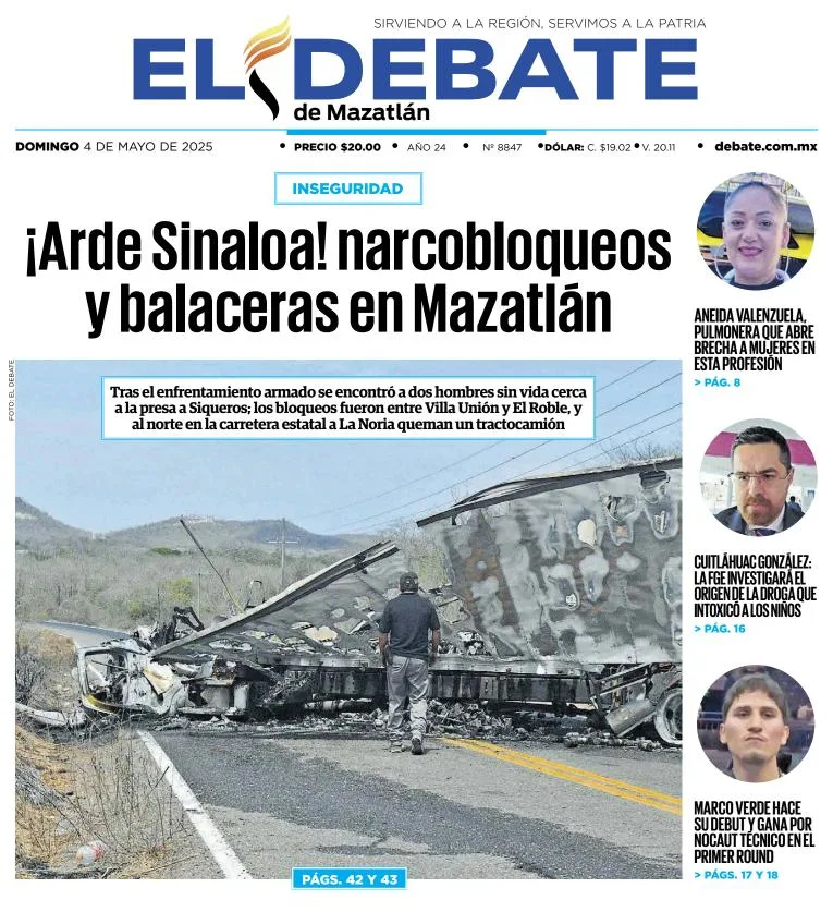 Portada de El Debate de Mazatlan
