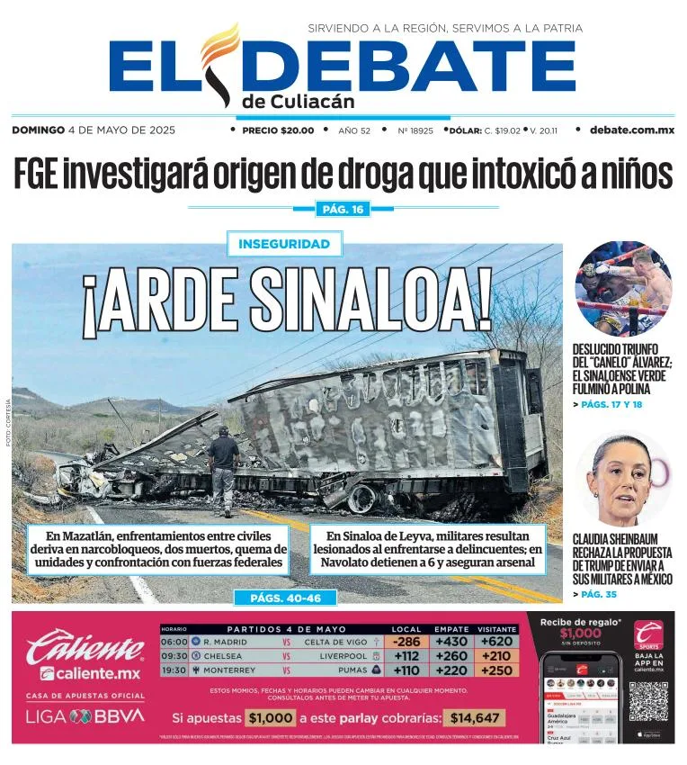 Portada de El Debate de Culiacan