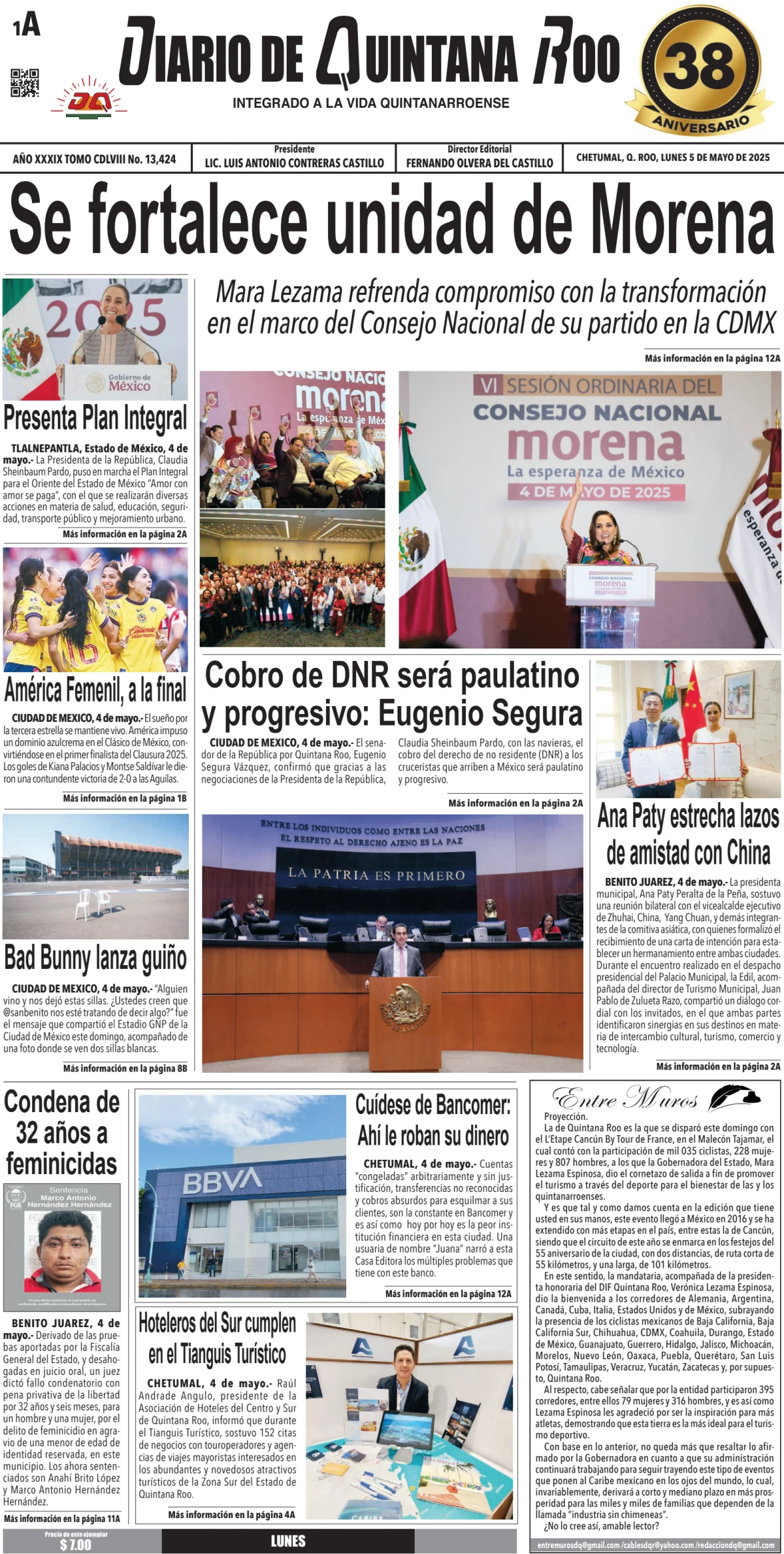 Portada de Diario de Quintana Roo (portada)
