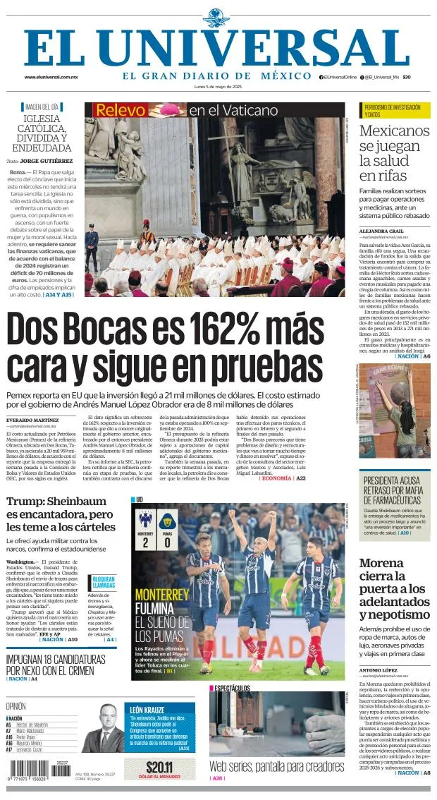 Portada de El Universal