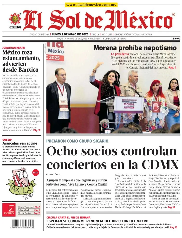 Portada de El Sol de Mexico