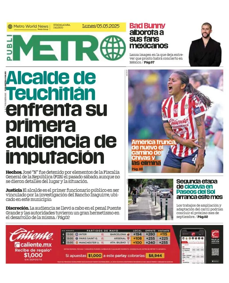 Portada de Publimetro Guadalajara