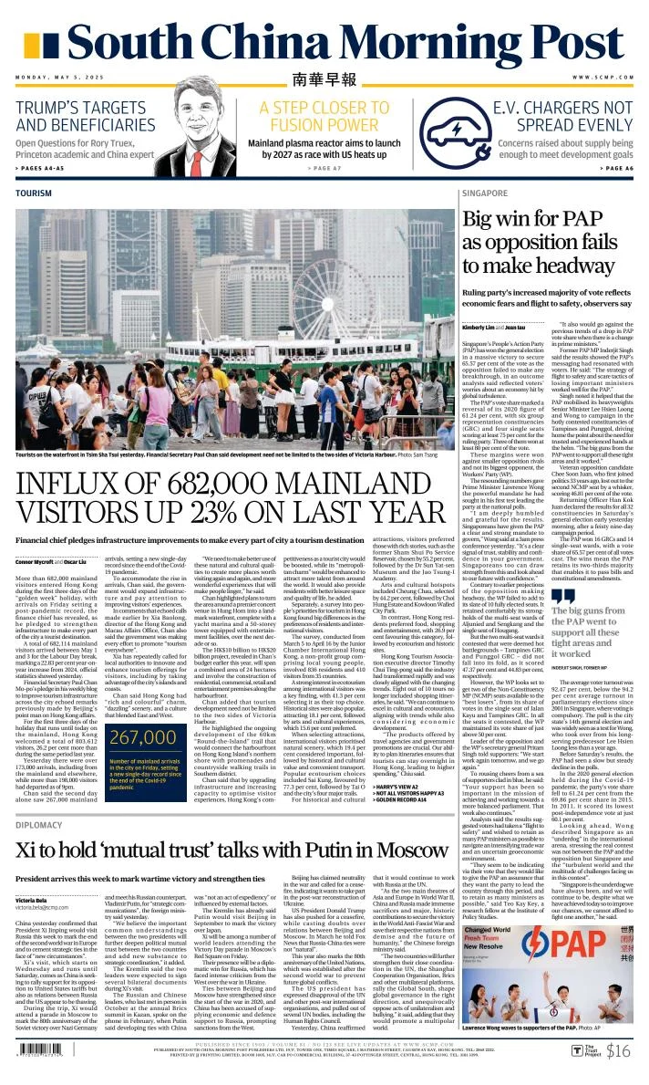 Portada de South China Morning Post del lunes, 5 de mayo de 2025