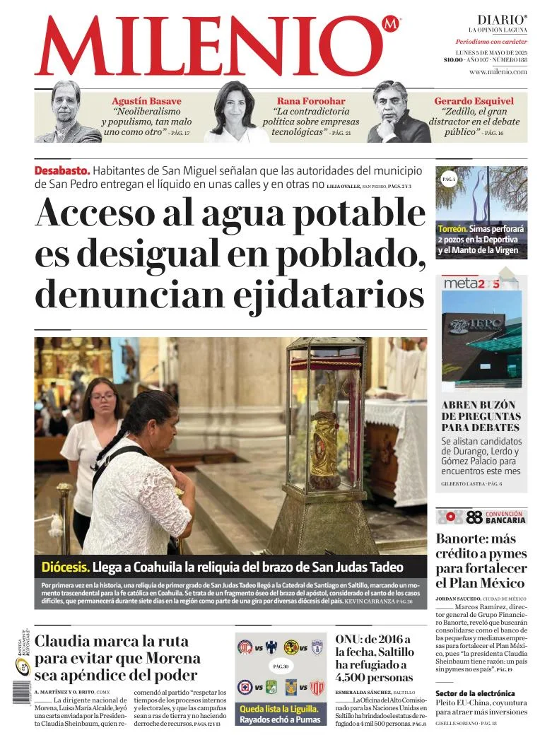 Portada de Milenio Laguna del lunes, 5 de mayo de 2025