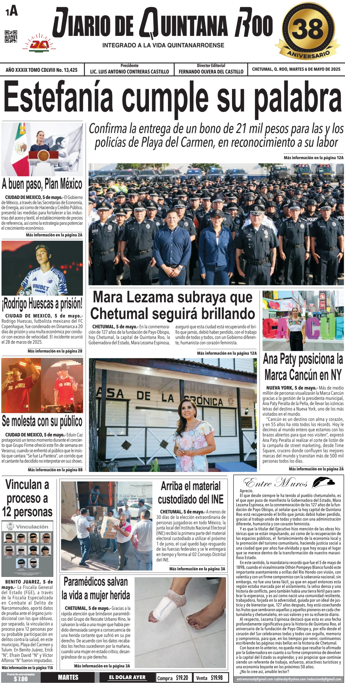 Portada de Diario de Quintana Roo (portada)