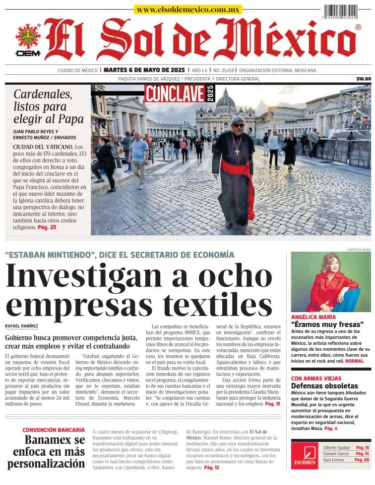 Portada de El Sol de Mexico