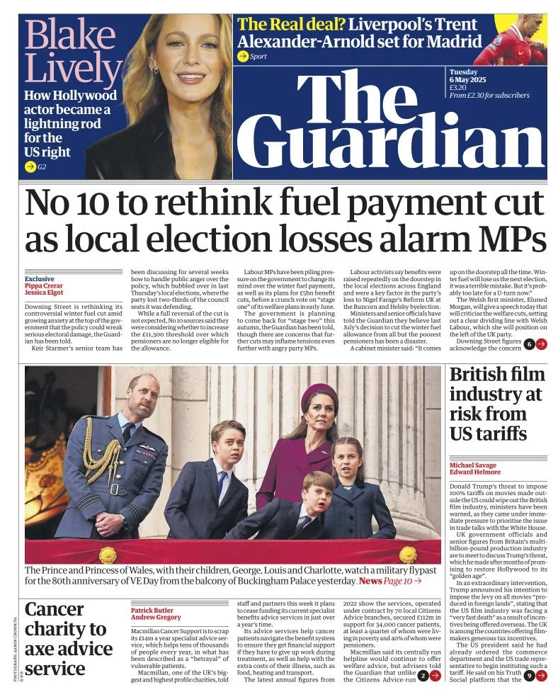 Portada de The Guardian (reino Unido)