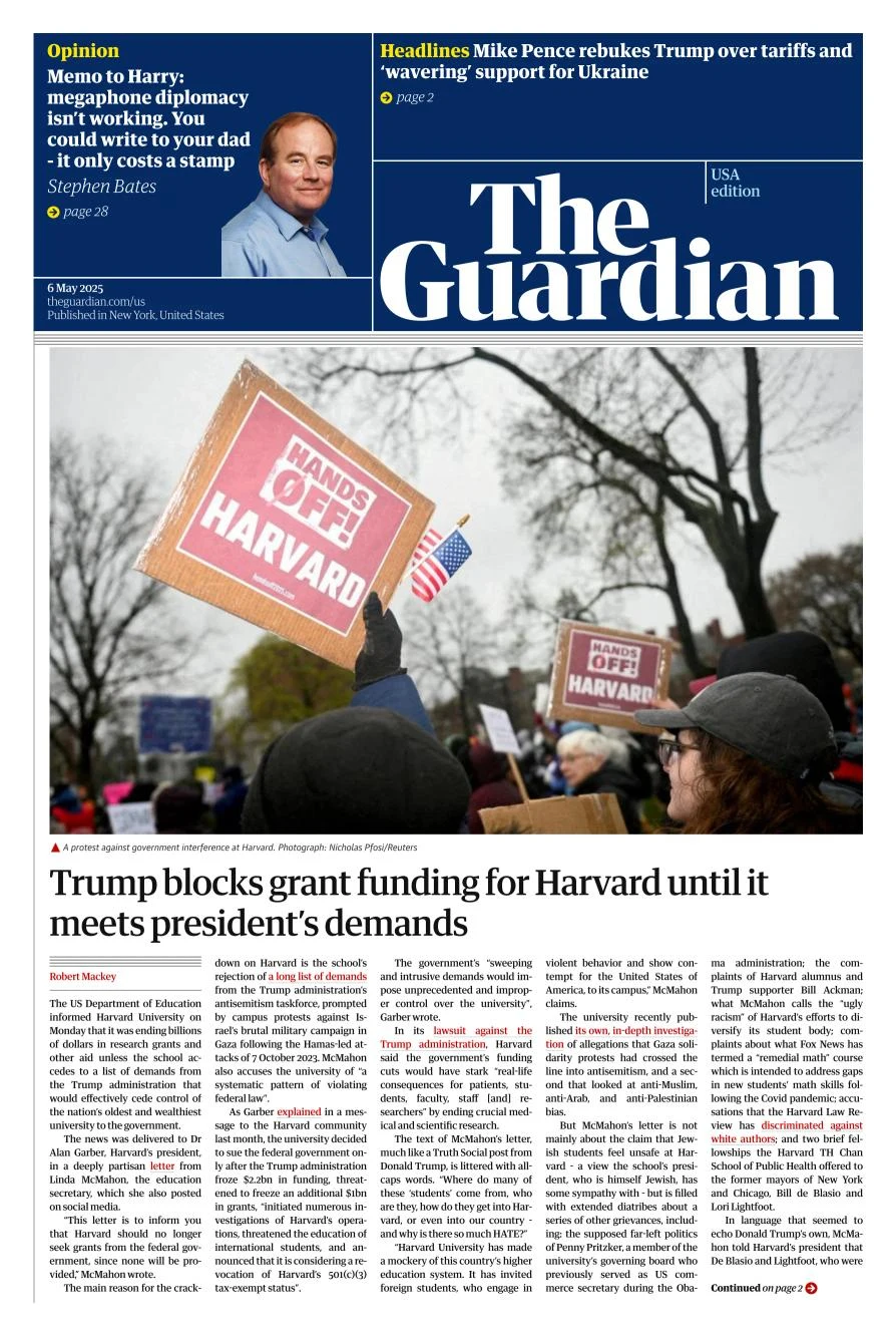 Portada de The Guardian (usa)