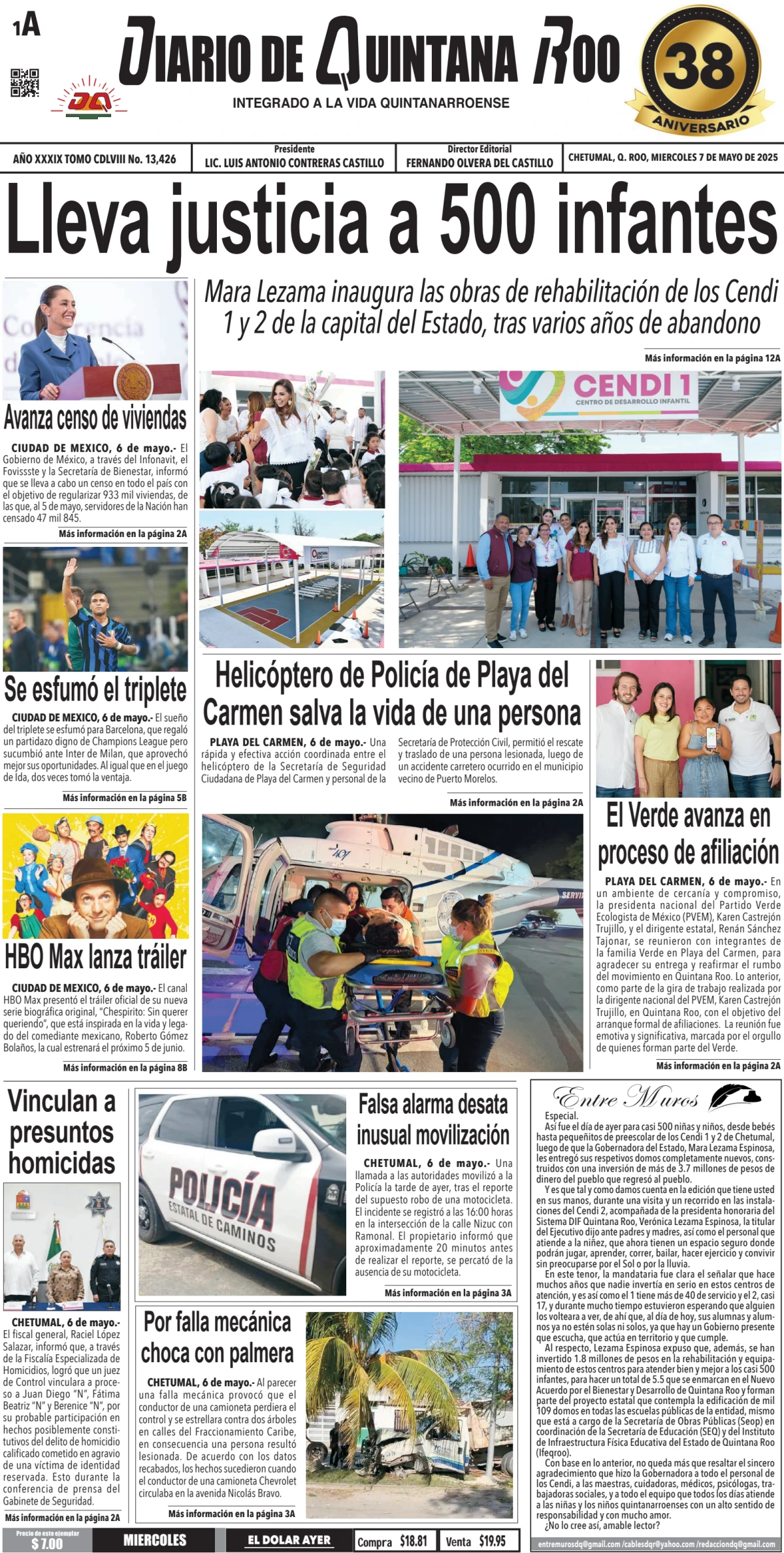 Portada de Diario de Quintana Roo (portada)