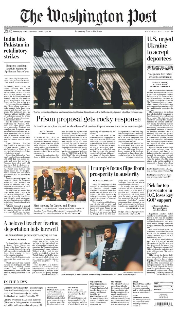 Portada de The Washington Post del miércoles, 7 de mayo de 2025