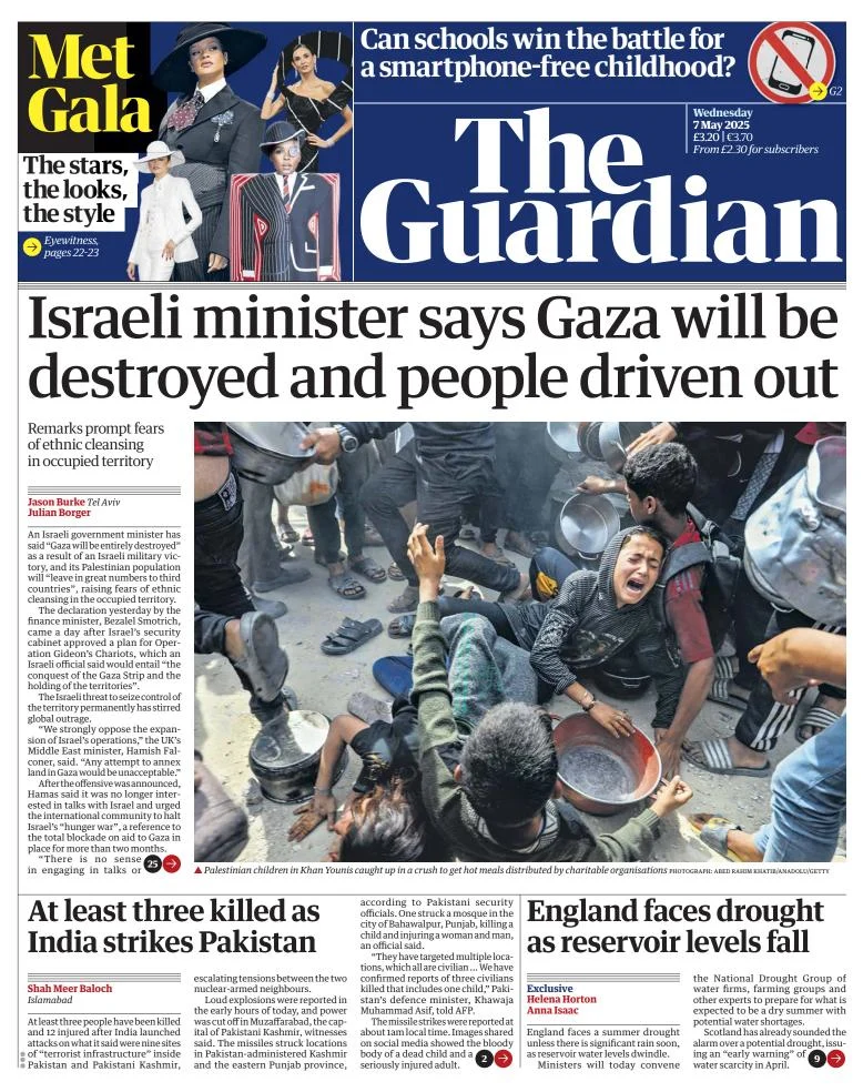 Portada de The Guardian (reino Unido) del miércoles, 7 de mayo de 2025