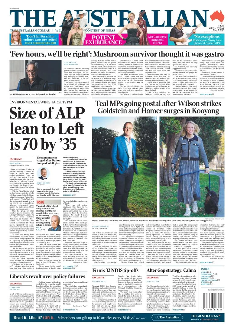 Portada de The Australian del miércoles, 7 de mayo de 2025