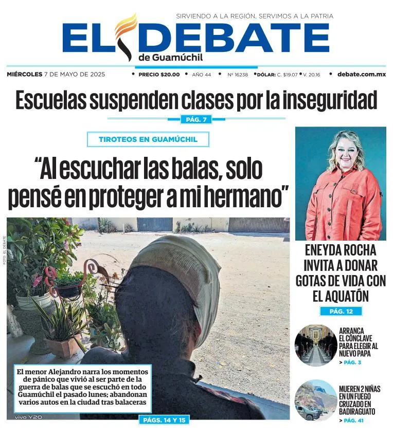 Portada de El Debate de Guamuchil del miércoles, 7 de mayo de 2025