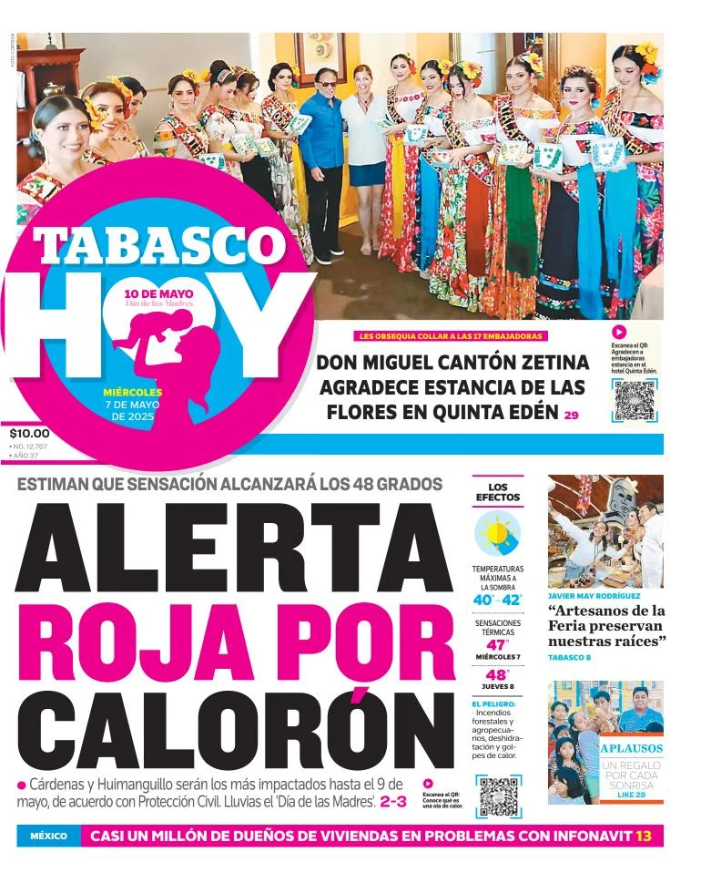 Portada de Tabasco Hoy del miércoles, 7 de mayo de 2025