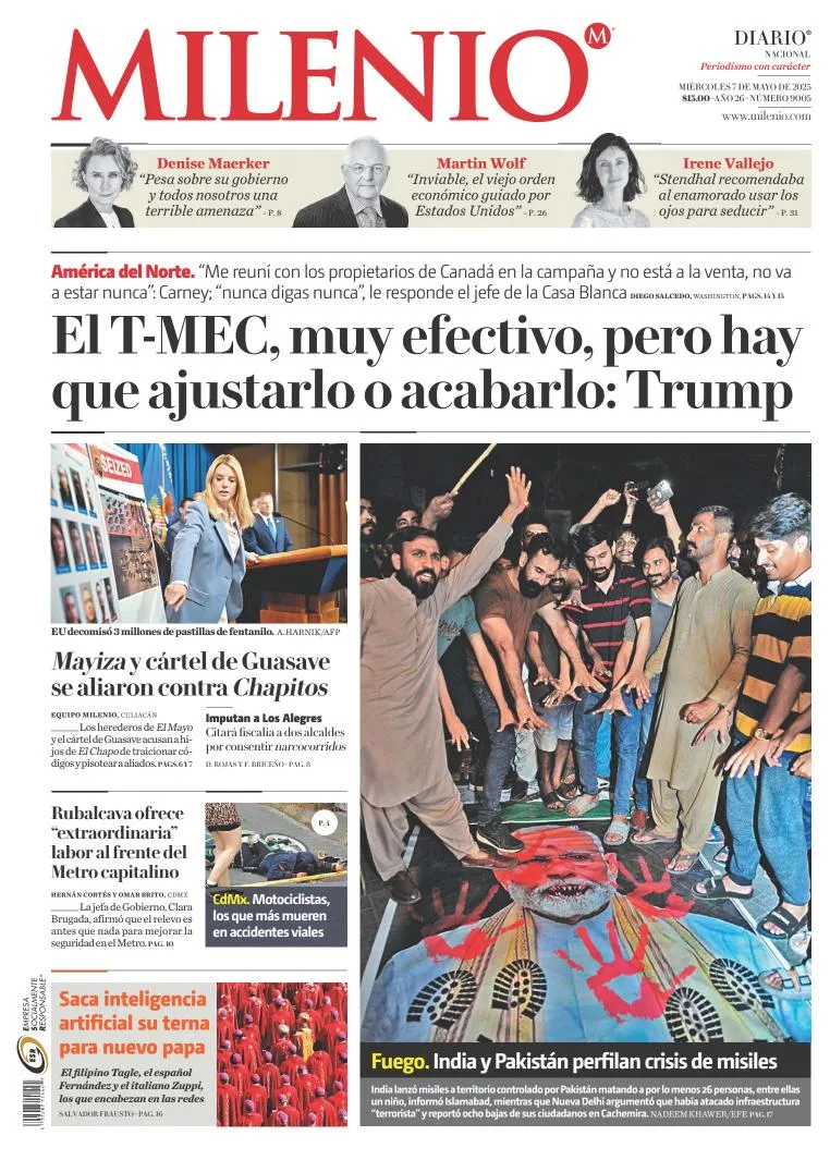 Portada de Milenio del miércoles, 7 de mayo de 2025