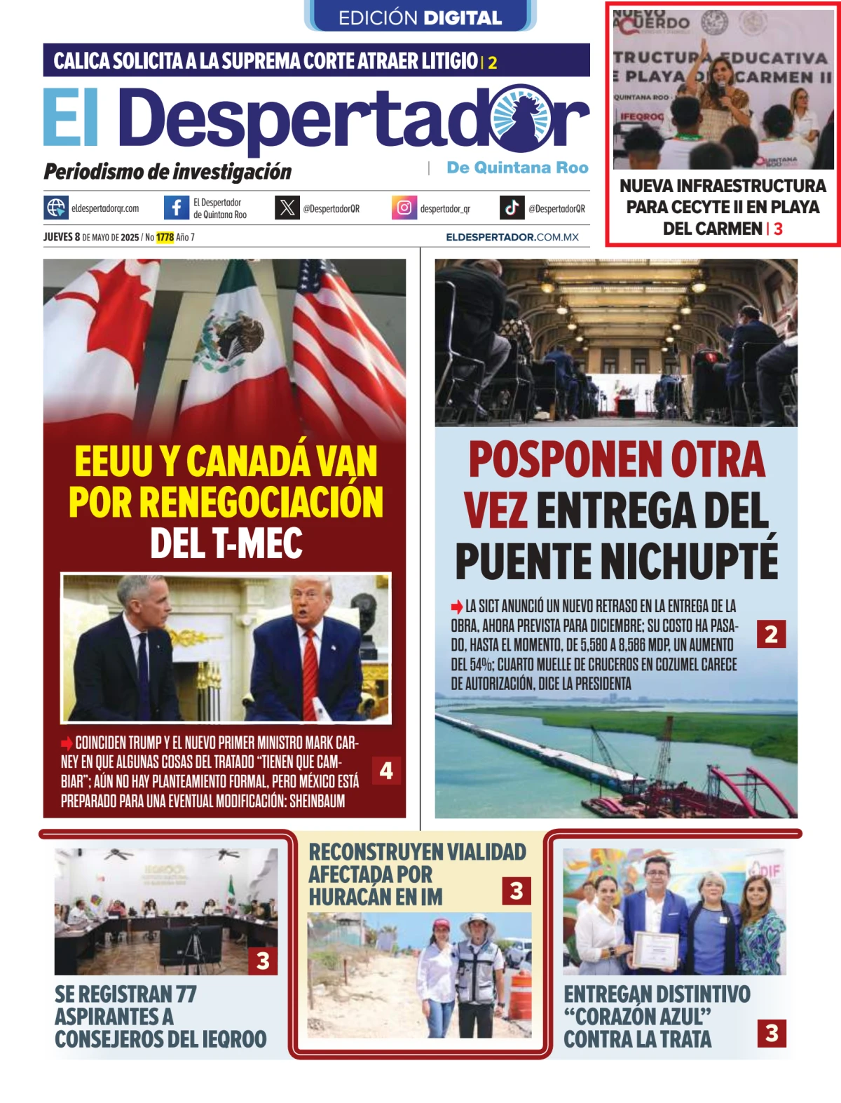 Portada de El Despertador de Quintana Roo