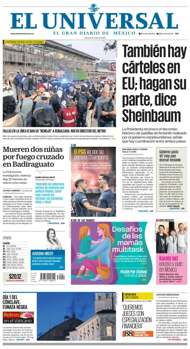 Portada de El Universal