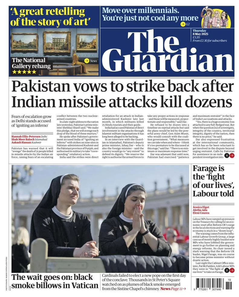 Portada de The Guardian (reino Unido)