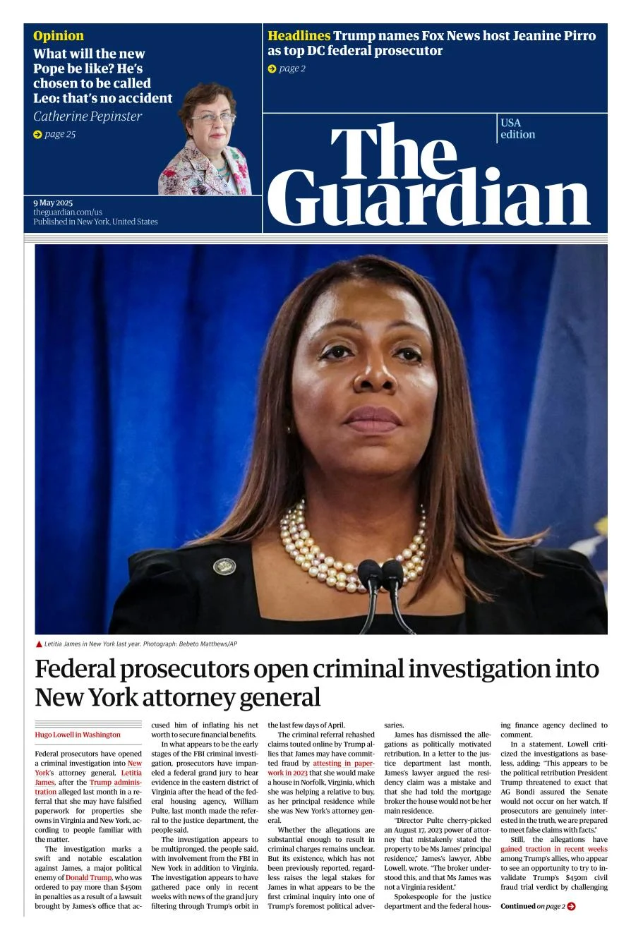 Portada de The Guardian (usa)