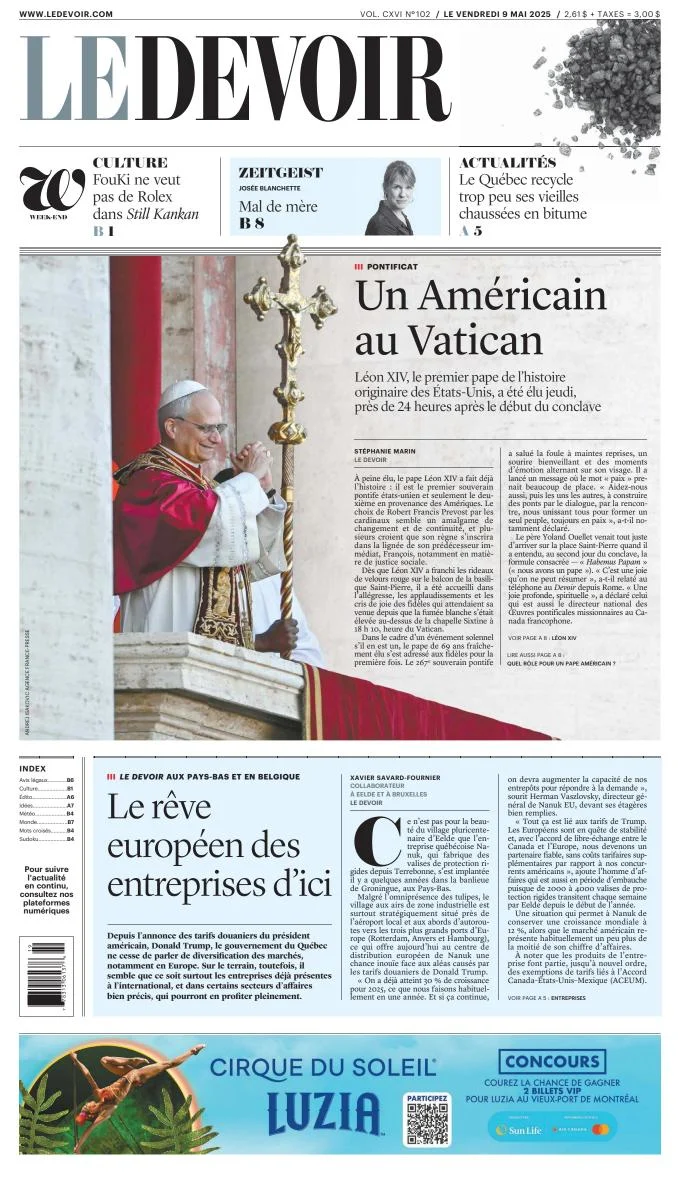 Portada de Le Devoir